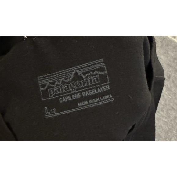 Patagonia Capilene Base Layer Long Sleeve Crew Neck Shirt Black Girl Size L/12 - Picture 3 of 5